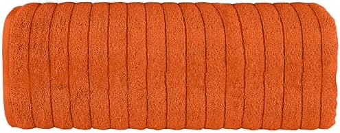 Elegant Comfort 100% Turkish Cotton Corduroy Ribbed Luxury Jumbo Bath Towel Ultra Soft - 35 x 70 Inch - Luxury Spa Premium Hotel Quality Highly Absorbent and Quick Dry Large Bath Towel, Orange