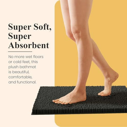 MAYSHINE Plush Shaggy Chenille Bath Mat | Extra Soft, Super Absorbent, Non-Slip Bathroom Rug | Fluffy Microfiber, Area Rug Sets for Bathroom Floor, Kitchen, Living Room | 32"x20" | Maui Blue