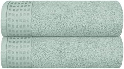 GLAMBURG 100% Cotton 2 Pack Oversized Bath Towel Set 28x55 Inches, Ultra Soft Highly Absorbant Compact Quickdry & Lightweight Large Bath Towels, Ideal for Gym Travel Camp Pool - Sea Green