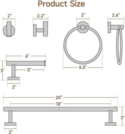 USHOWER 4PCS Brushed Gold Bathroom Accessories Set, 18-Inch Towel Bar Set