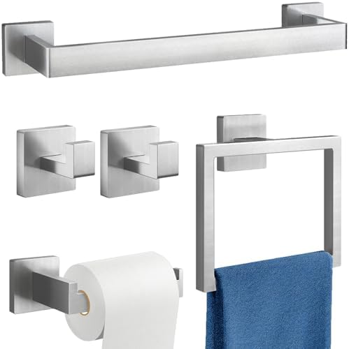 Gypie 16Inch Bathroom Accessory Set Wall Mounted, Brushed Nickel 5-Pieces