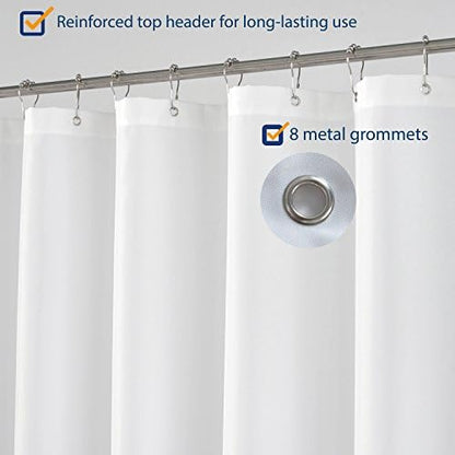 N&Y HOME Fabric Shower Curtain Liner 48 x 72 inches Bath Stall Size, White
