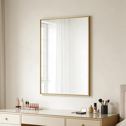 Bathroom Mirror for Wall, 36x24 Inch Framed Vanity Mirror Brushed Gold