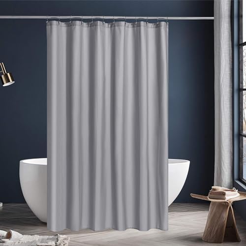 N&Y HOME Fabric Shower Curtain or Liner Extra Long 72 x 84 Inches, Gray