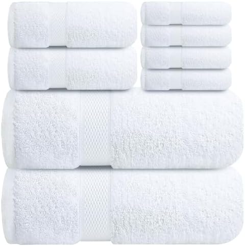 Infinitee Xclusives 100% Cotton Bath Towel Set – 8 Piece Bathroom Towel Set