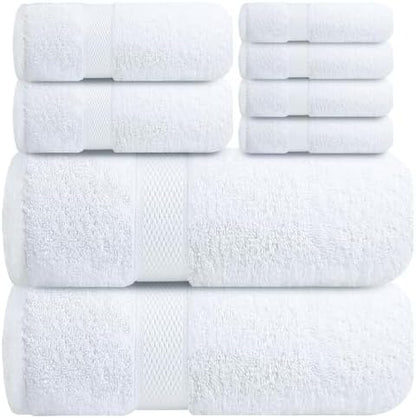 Infinitee Xclusives 100% Cotton Bath Towel Set – 8 Piece Bathroom Towel Set