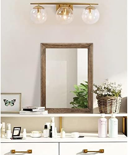 AAZZKANG Rustic Wood Mirror Rectangle Decorative Wall Mirrors with Frame