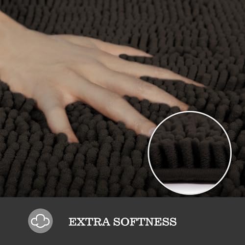 Yeaban Chocolate Brown Bathroom Rug 26"x44", Non-Slip Rubber Backing