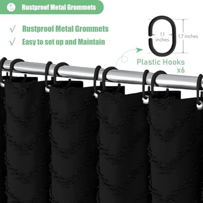 Dynamene Stall Boho Farmhouse Shower Curtain Tufted Chevron 36"x72" Black