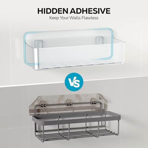 Nieifi Adhesive Shower Shelves, Clear, 3 Pieces