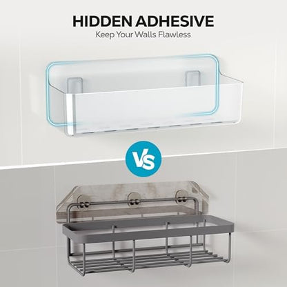 Nieifi Adhesive Shower Shelves, Clear, 4 Pieces