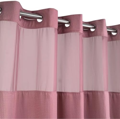 River Dream Waffle No Hook Shower Curtain with Liner,Pale Mauve,71x74