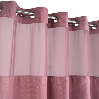 River Dream Waffle No Hook Shower Curtain with Liner,Pale Mauve,71x74
