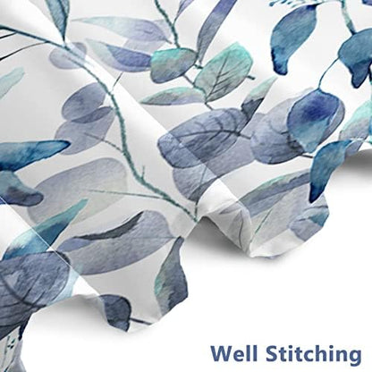 AWERT Shower Curtain Plants for Bathroom,Waterproof Quick-Drying Blue Leaves Shower Curtain Set with Hooks 72x72 Inch