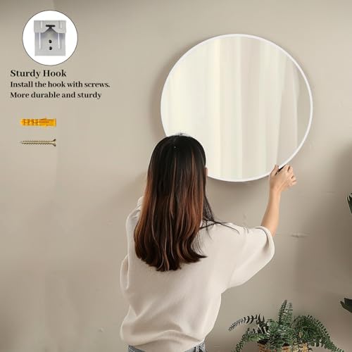 Sunniry White Round Mirror 24 inch, 2 Pack Circle Mirror, Matte Metal Frame
