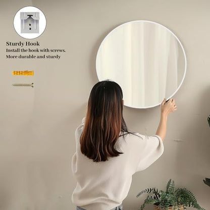 Sunniry White Round Mirror 24 inch, 2 Pack Circle Mirror, Matte Metal Frame