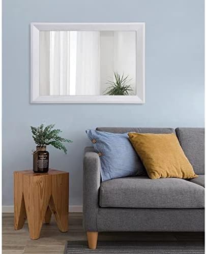AAZZKANG Rectangular Wall Mirror Decorative Wood Framed Mirrors Large 26"x18" for Farmhouse Bedroom Bathroom Living Room Entryway Hanging Home Decor
