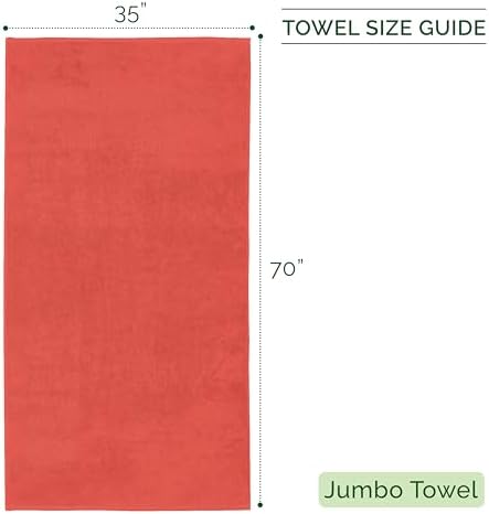 Elegant Comfort 100% Turkish Cotton Corduroy Ribbed Luxury Jumbo Bath Towel Ultra Soft - 35 x 70 Inch - Luxury Spa Premium Hotel Quality Highly Absorbent and Quick Dry Large Bath Towel, Coral