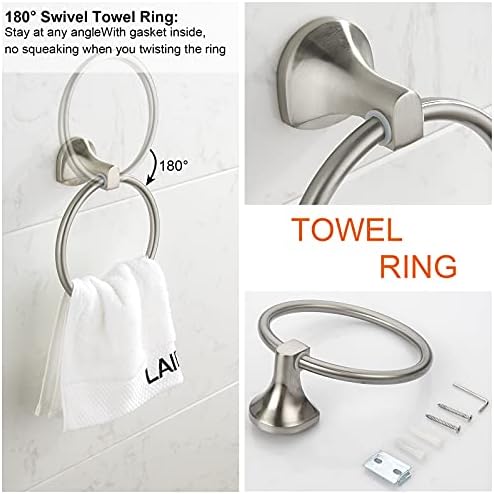 BGL Bathroom Hardware Set Brushed Nickel Adjustable Expandable Towel Bar 4-Piece Bathroom Accessory Set Wall Mounted Robe Hook Toilet Paper Holder Towel Ring Towel Bar