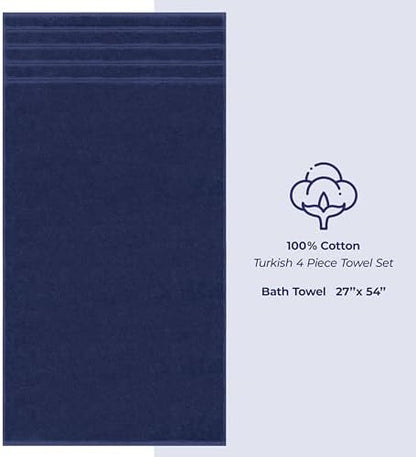 American Soft Linen 100% Cotton Luxury Turkish Towels, 4 PC Bath Towel Set