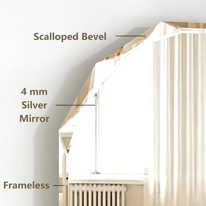23.5x27.5 Inch Bathroom Mirrors for Over Sink, Round Frameless Mirror