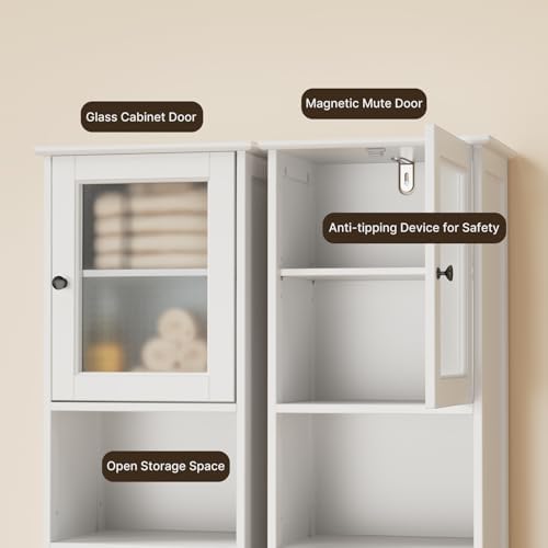 Gizoon 67.1" Tall Bathroom Storage Cabinet with Adjustable Shelves
