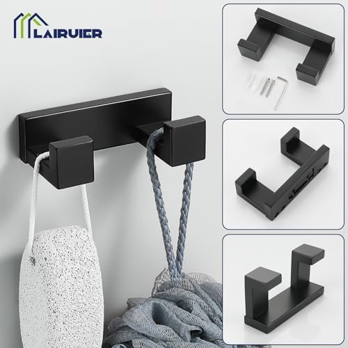 Lairuier Matte Black Bathroom Hardware Accessories, 4PCS Towel Bar Set