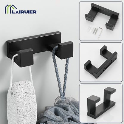 Lairuier Matte Black Bathroom Hardware Accessories, 4PCS Towel Bar Set