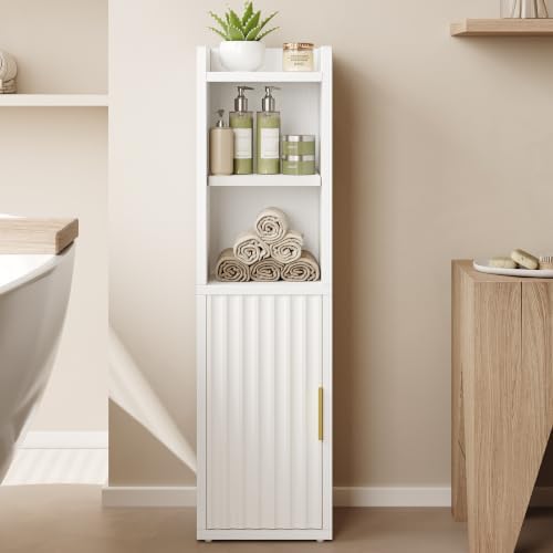 Yoobure Fluted Small Bathroom Storage Cabinet, Narrow Toilet Paper Cabinets