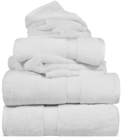 SUPERIOR Egyptian Cotton Ultra Plush & Absorbent, 6 Piece Set, White