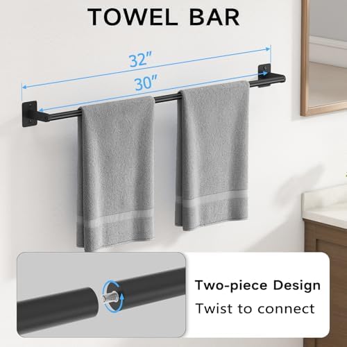 KLJKPA 4-Piece Bathroom Hardware Set, 32 inch Bathroom Towel Holder