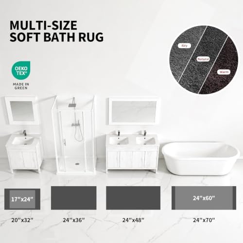 ILANGO Dark Gray Bathroom Rugs 36" × 24" Non Slip & Super Absorbent Extra Thick Soft, Washable Bath Mat for Floor, Microfiber Plush Shaggy Bath Rug with Rubber for Bathtub Shower Room Sink