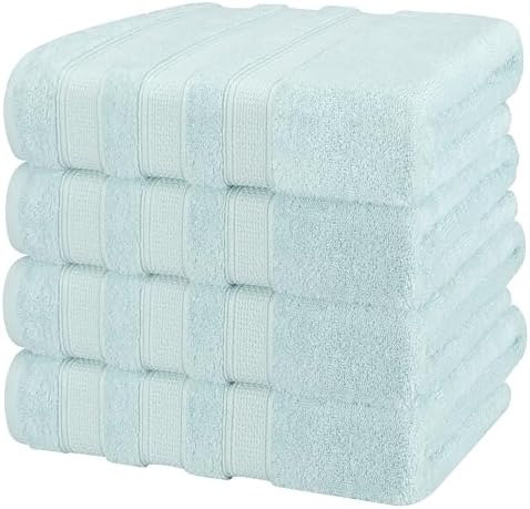 American Soft Linen Salem 100% Cotton Turkish 4 Piece Bath Towels for Bathroom, 600 GSM Soft Absorbent Quick Dry Bath Towel Set, Mint