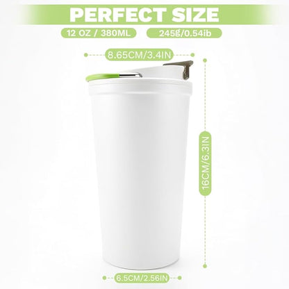 SPLMIFA Travel coffee mugs leak-proof, reusable coffee cup with lid, stainless steel vacuum insulated coffee tumblers, thermal insulation cups for men & women keep drinks hot & cold (6th-White, 12OZ)
