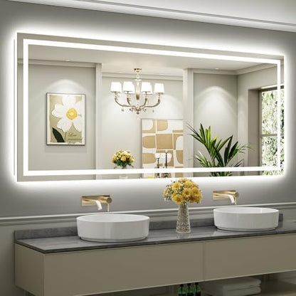 Briivue 88x38 Inch LED Bathroom Mirror with Lights, Backlit & Front Lit