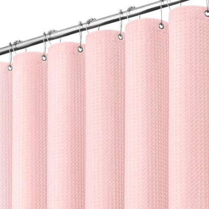 Dynamene Extra Long Waffle Shower Curtain 256 GSM Fabric 72x96 Pink