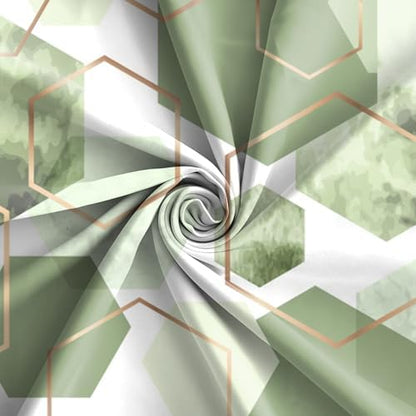 deFouliao Light Green Shower Curtain Geometric Grid Ink Green Modern Abstract Bathroom Shower Curtain Sets Waterproof Fabric for Home Hotel Bathtub Art Decor, with Hooks, 72x78 Inch
