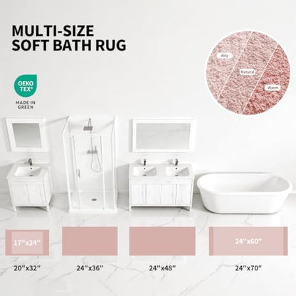 ILANGO Pink Toilet Rugs U Shaped 22" × 24" Non Slip & Super Absorbent Extra Thick Soft, Washable Bath Mats for Bathroom Floor, Microfiber Plush Shaggy Contour Bath Rugs for Toilet,Dry Quick