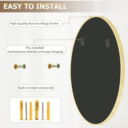 XRAMFY 36 Inch Round Mirror-Gold Circle Mirrors for Bathroom, Entryway