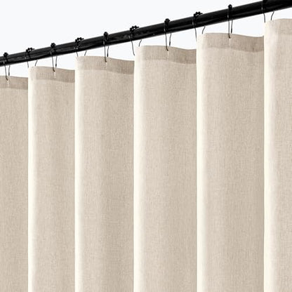 ANRODUO Cream Beige Linen Textured Fabric Shower Curtain Set - W72xL80