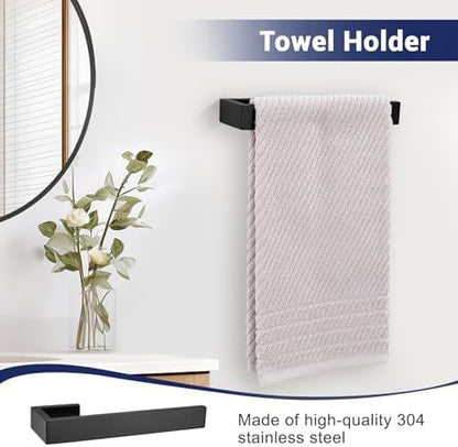 Lairuier Matte Black Bathroom Accessories, 23.6 inches Towel Bar Set