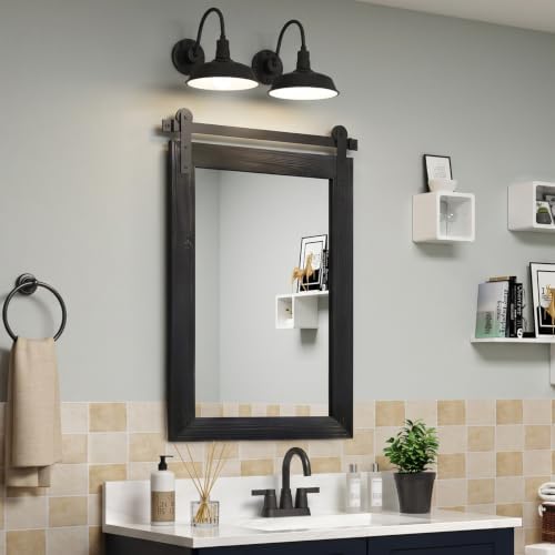 COGOOD Farmhouse Bathroom Mirrors for Over Sink - 38 x 25 Black