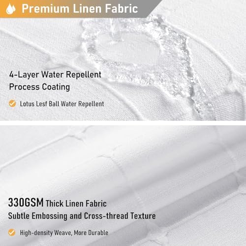 BTTN 84x72 Boho Farmhouse Linen Heavy Duty Fabric Shower Curtain Set, White
