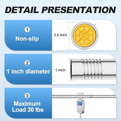 CorkLatta Chrome Shower Curtain Rod 31 to 80 Inch,1 Inch Diameter Adjustable Spring Tension Curtain Rod No Drilling Stainless Steel Telescoping Rod,No Rust