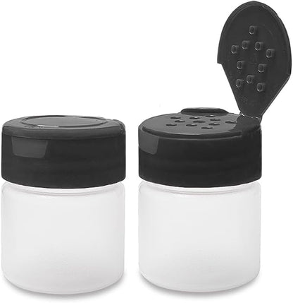 ljdeals 1 oz Plastic Spice Jars with Black Flip & Sift Caps – 12 Pack Empty Spice Bottles for Herbs, Seasonings, Powders, Camping, Travel, Kitchen, Restaurant Use – BPA-Free, Recyclable, Made in USA