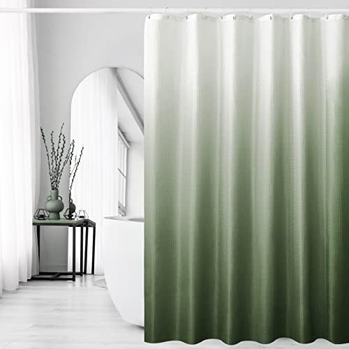 Gibelle Long Sage Green Ombre Fabric Shower Curtain, 72 x 78
