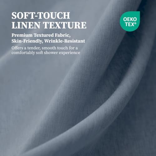 BTTN Extra Long Linen Textured Waterproof Shower Curtain, 72x96, Blue Gray