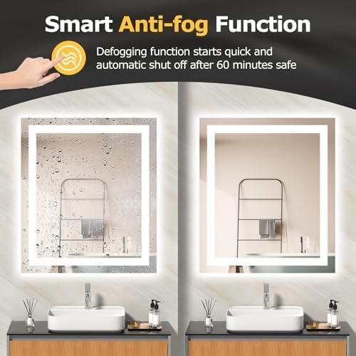 Hivone 28"X32" LED Bathroom Mirror with Lights, UL Listed