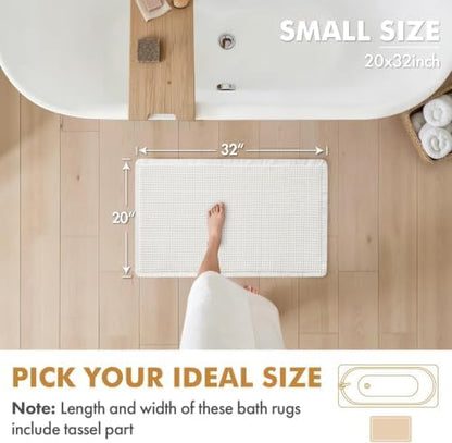 MIULEE Set of 2 Waffle Bathroom Rugs Boho Bath Mat White 20x32 Inch