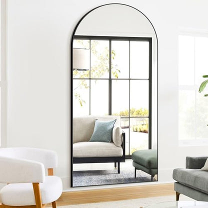 Arched Full Length Mirror, 75"x35" Standing Body Mirror for Wall, Black